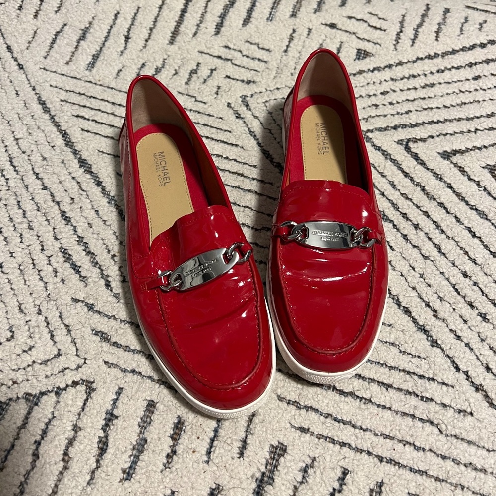 RED PATENT LOAFERS